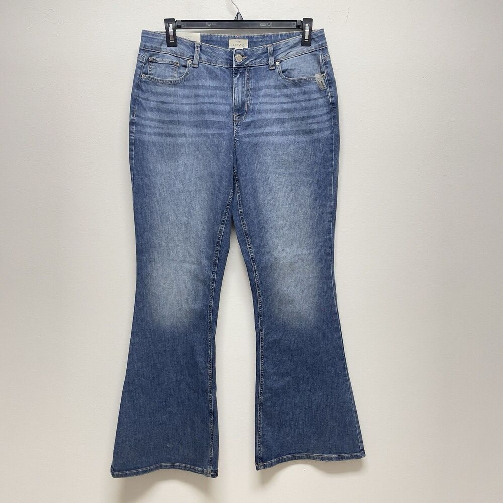 M Jeans By Maurices Classic Flare Women's Plus Sz 16 Long Mid-Rise Super Stretch - Picture 2 of 10
